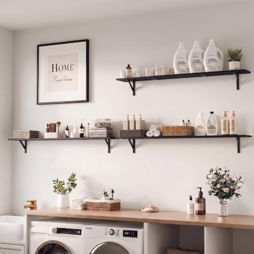 WOPITUES Long Wall Shelves 56″W x 8″D, Floating Book Shelves Max Load 65lbs - Image 4
