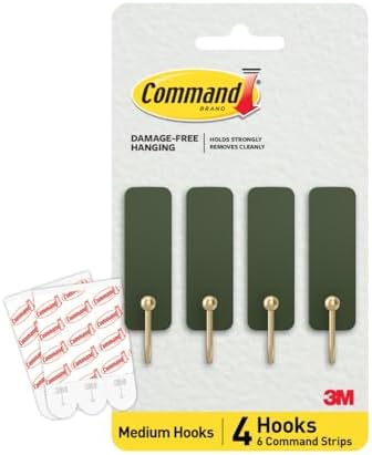 Command Medium Hooks, 4 Hooks, 6 Strips by Command