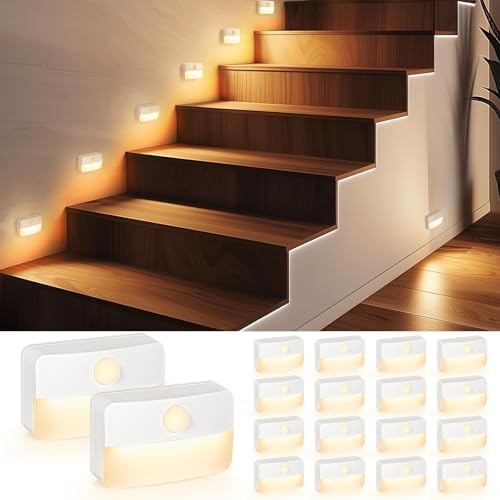 16 Pack Motion Sensor Stair Light Indoor, Battery Operated Night Lights by Guankai
