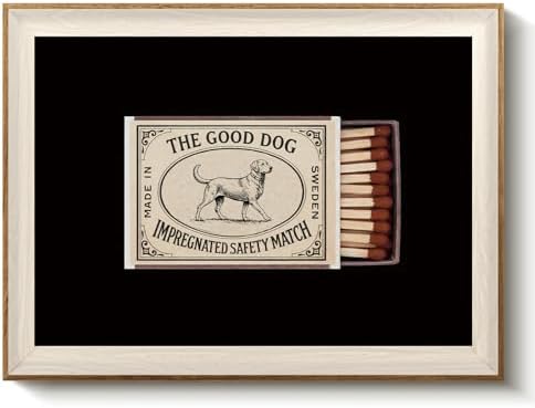 VIYYIEA Vintage Framed Swedish Dog Matchbox Canvas Wall Art, 16×12 Inch by VIYYIEAART