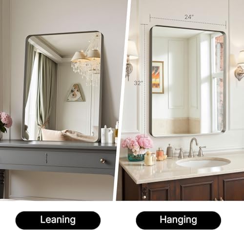 32"x24"Bathroom Vanity Mirror for Wall Aluminum Framed Farmhouse Rectangle - Image 2