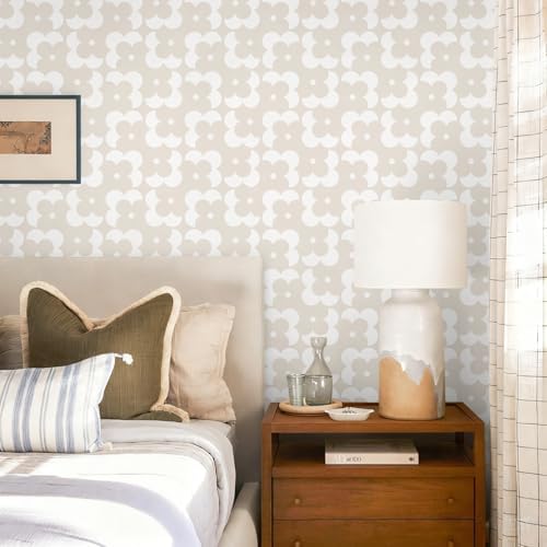 Ismoon Geometric Peel and Stick Wallpaper Boho Begie Contact Paper 17.3''x197'' - Image 3