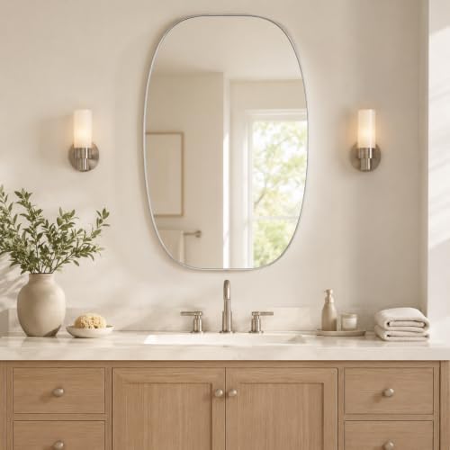 USHOWER Silver Oval Bathroom Mirror 30x48 Inch by USHOWER