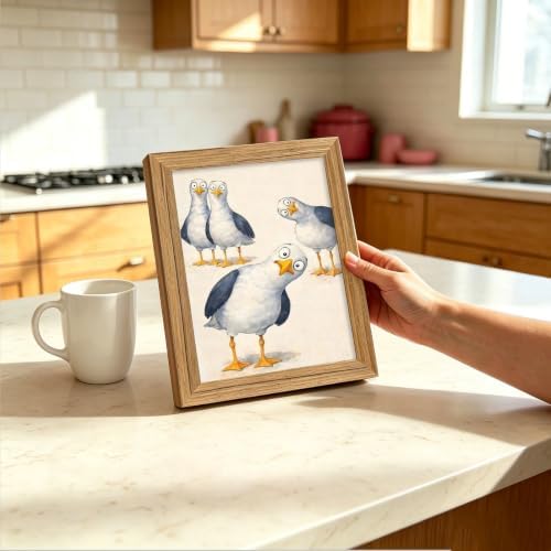 Framed Funny Seagull Wall Art Cute Bird Canvas Print Coastal Decor - Image 2