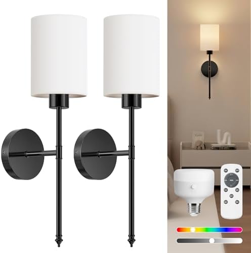 NIORSUN 20.67 inch Battery Operated Wall Sconce Set of 2, 9 Colors Wireless by NIORSUN