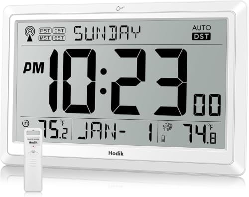 HODIK Atomic Wall Clock with Indoor Outdoor Temp, Digital Clocks by Hodik
