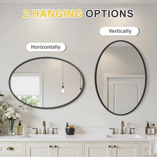 Black Oval Bathroom Mirror for Wall - Image 6