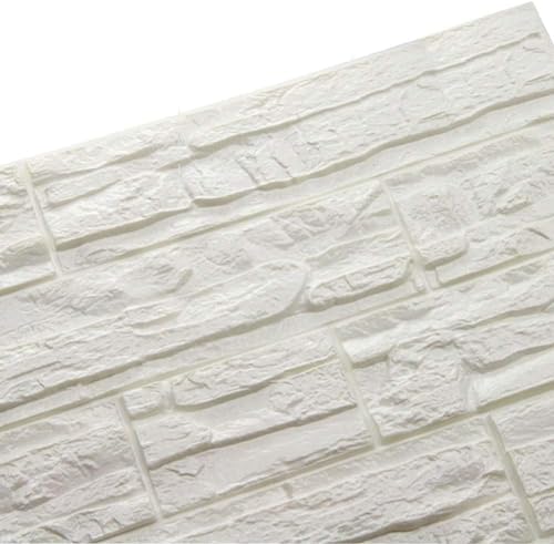 24Pcs 3D Faux Stone Wall Panels Self-Adhesive Foam Wallpaper White by NHSUNRAY
