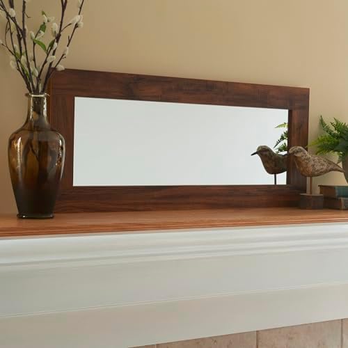 Household Essentials Rectangle Wall Mirror Décor, Hickory Finish - Image 7