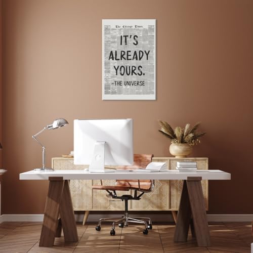 Black And White Retro Newspaper Wall Art Trendy Inspirational Universe Quote - Image 6