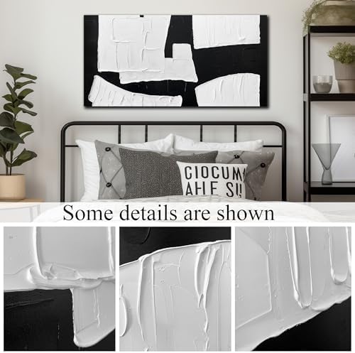 Abstract Painting Wall Art Black and White Canvas Wall Decor - Image 3