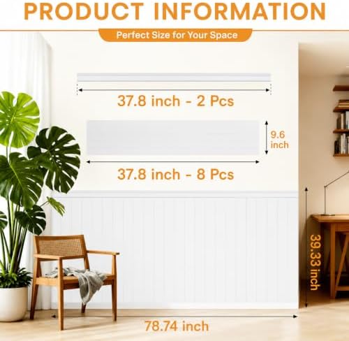 Wainscoting Wall Panels Kit, PS Beadboard Wall Panels, Cover 39"x79" - Image 2