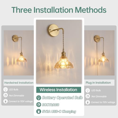Shenmoyl Battery Operated Wall Sconce Wall Lamp - Image 4