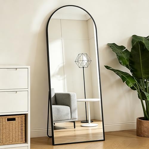 69" x 26" Arched Full Length Mirror Black Aluminum Alloy Frame - Image 3