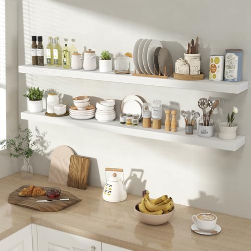 Acovy 55 Inch Floating Shelves for Wall 2 Pack, Wall Mounted Floating Shelf - Image 2