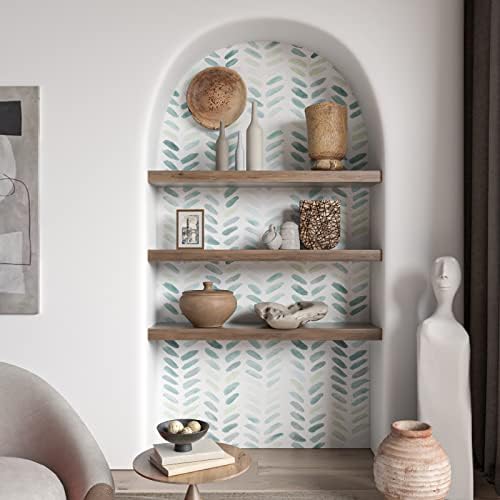 Sevalo Green White Peel and Stick Wallpaper Boho Contact Paper 17.3”×78.7” - Image 3