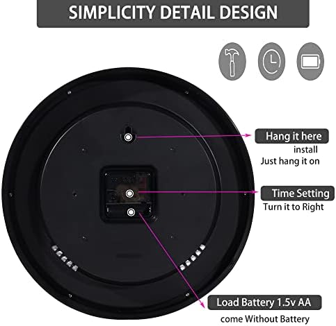 Black Wall Clock, Non Ticking 10 In, Quality Quartz Battery Operated - Image 7
