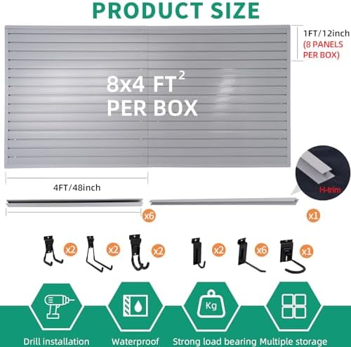 FRAYSCENT Slat Wall Paneling Garage Slat Wall Storage Systems Slatwall Panels - Image 3