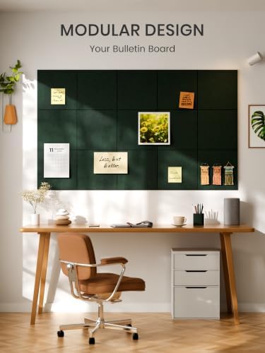 Bumusty 36"x 24" Large Felt Bulletin Board Tiles, Pine Green - Image 7