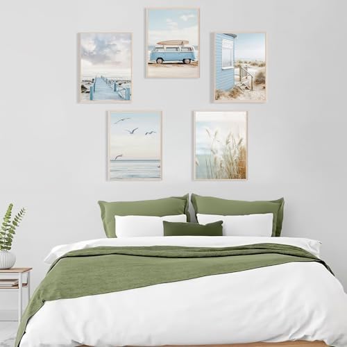 Set Of 5 Beach Wall Art Summer Poster Ocean Themed Poster 8x10Inch Unframed - Image 2
