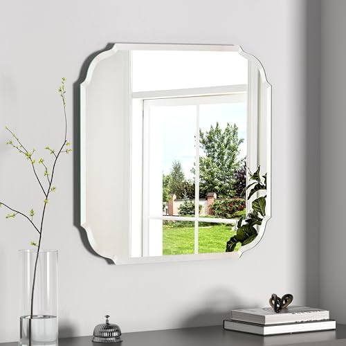 24" x 24" Silver Wall Mirror Beveled Edge Frameless Mirrors - Image 2
