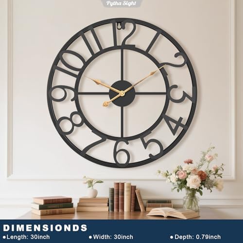 Pytha Sight 30 Inch Black Large Arabic Numeral Wall Clocks - Image 2