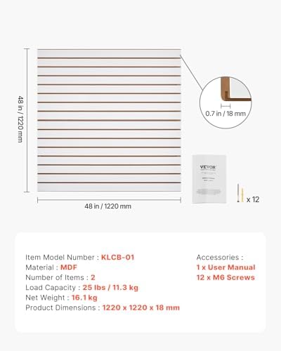 VEVOR Slat Wall Paneling, 4 x 4 ft, MDF Garage Slatwall - Image 7