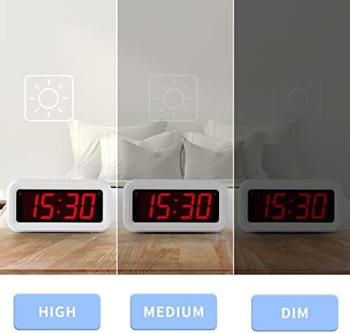Alarm Clock, Digital Clock, Auto Night-Mode, 3-Level Led Brightness, Battery - Image 3