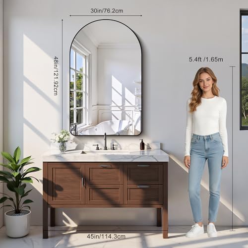 GLASHOM Arched Bathroom Mirror, Wall Mounted Mirror, Living Room, Vertically - Image 6