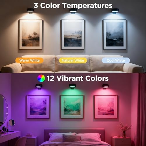4-Pack Picture Lights for Wall, Rechargeable Wireless Poster Lights - Image 2