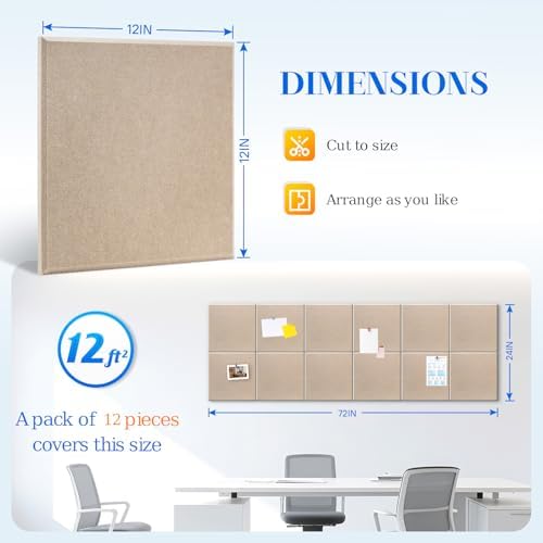 DOLLAR BOSS Felt Cork Board Tiles 48" x 36" Bulletin Board - Image 2