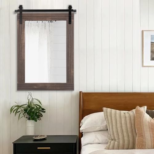 AAZZKANG Rustic Wood Mirror Rectangle Decorative Wall Mirror 26"x18" - Image 5