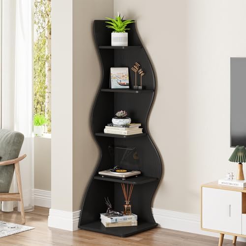 Tribesigns Corner Shelf, Modern 5-Tier Wall Corner Bookshelf, Stylish Corner - Image 4