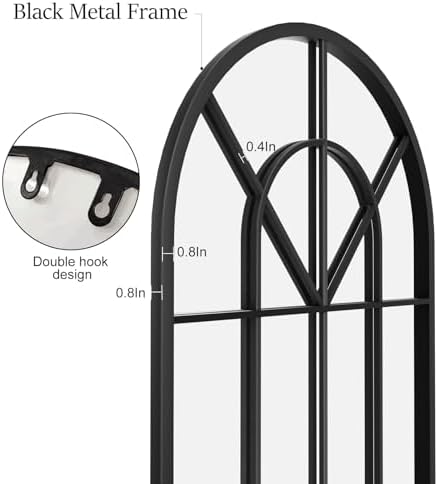 Dewfig Arched Windowpane Floor Mirror - Image 6