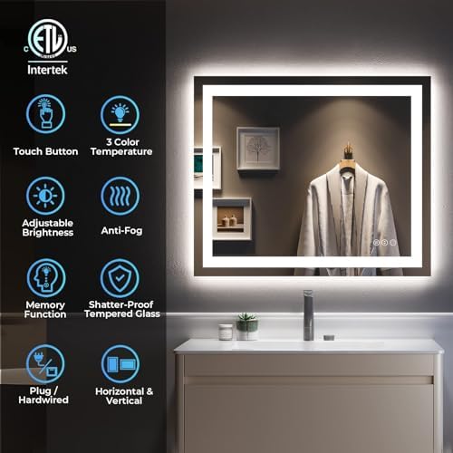 28x36 LED Bathroom Mirror with Lights, Lighted Vanity Mirror - Image 2
