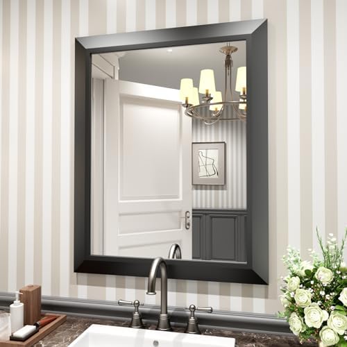 Amorho Black Bathroom Mirror 24x30 Inch, Metal Framed by Amorho