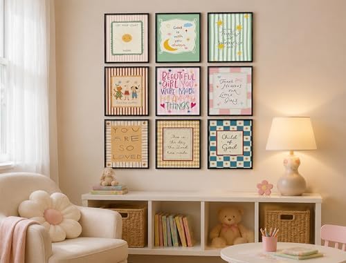 Christian Kids Wall Art Set of 9, Bible Verse Prints - Image 2
