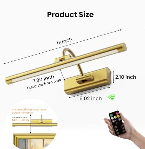 2 Pack 16" Brass Picture Art Lights - 6000mAh Rechargeable Battery Powered - Image 6