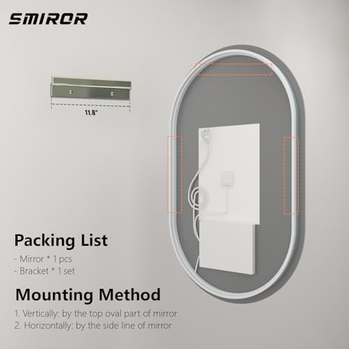 SMIROR 48x30 Oval Backlit LED Bathroom Vanity Mirror - Image 6