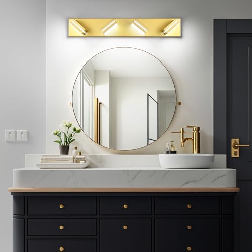 Modern LED Gold Acrylic Bathroom Lights Fixtures 4-Light - Image 6