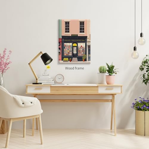 Pink Bookshop Poster Book Wall Art The Bookshop On The Corner Paintings Prints - Image 5