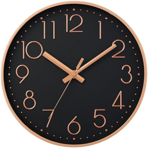 DAXSMY Wall Clock 10 Inch Black Decorative, Battery Operated Silent by DAXSMY