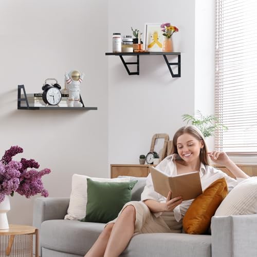 Tectocker-DOU 2 Pc Deep Floating Wall Shelves, Heavy Duty - Image 2