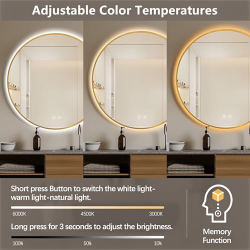 Niccy 44" Round LED Bathroom Backlit Mirror - Image 2