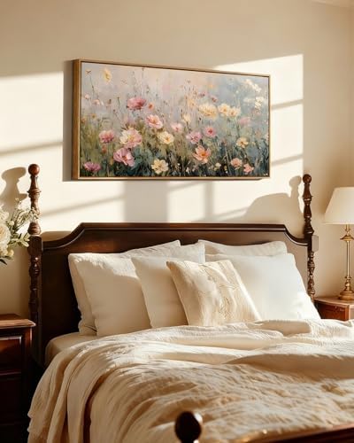 InSimSea Extra Large Framed Vintage Wall Art, Wildflowers Field - Image 2