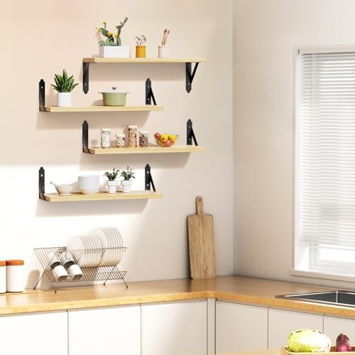 ROMGUAR CRAFT Wood Wall Floating Shelves Set of 4 - Image 5