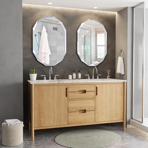 24" x 36" Silver Oval Bathroom Mirror Beveled Edge Frameless Mirrors - Image 2