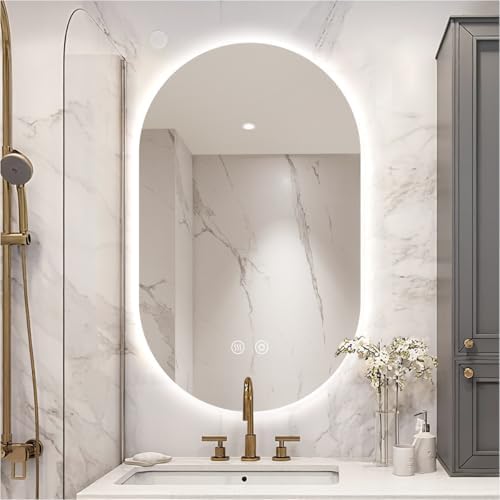 20" W x 32" H Frameless Oval LED Bathroom Mirror by SIEANE
