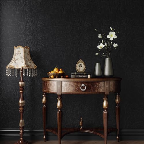 Abyssaly Black Textured Wallpaper Peel and Stick 15.7" x 393.7" - Image 5
