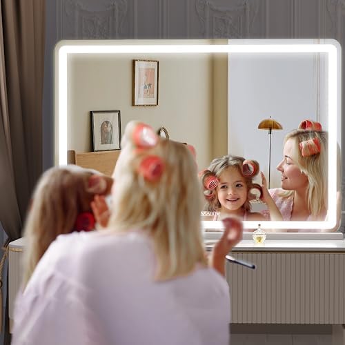 Hasipu Vanity Mirror with Lights and Bluetooth Speaker, 37.4" x 25.6" LED - Image 6